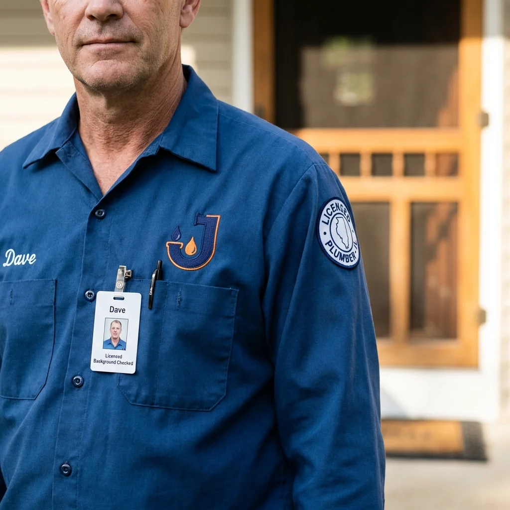 Licensed plumber showing ID badge in Electric City, WA