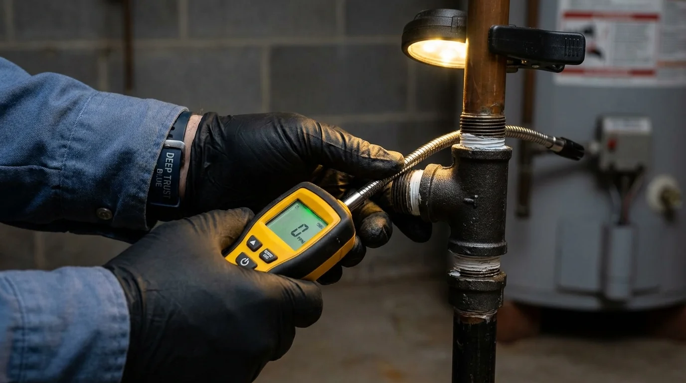 Gas leak detection with electronic sniffer by Johns Plumbing LLC in Electric City