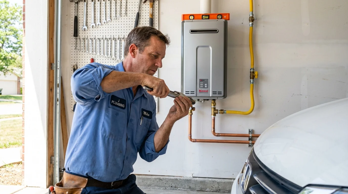Tankless water heater installation by a Johns Plumbing LLC plumber in Electric City